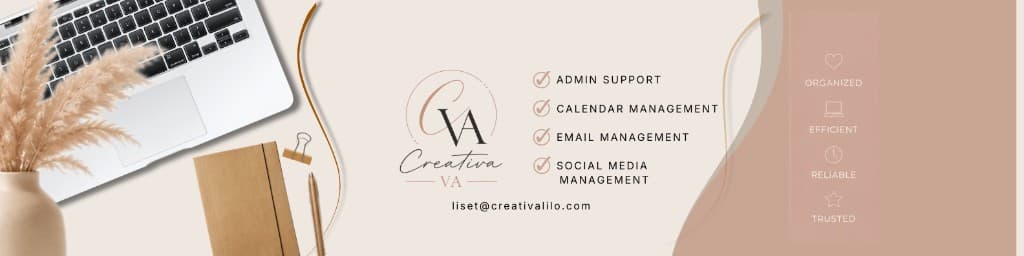 Creativa VA providing admin support, calendar and email management, and social media management